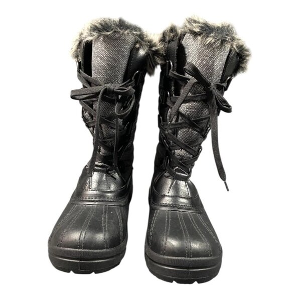 New Quest Powder Womens Size 8 Black/Grey Winter Boots Faux Fur NWT - Picture 2 of 13